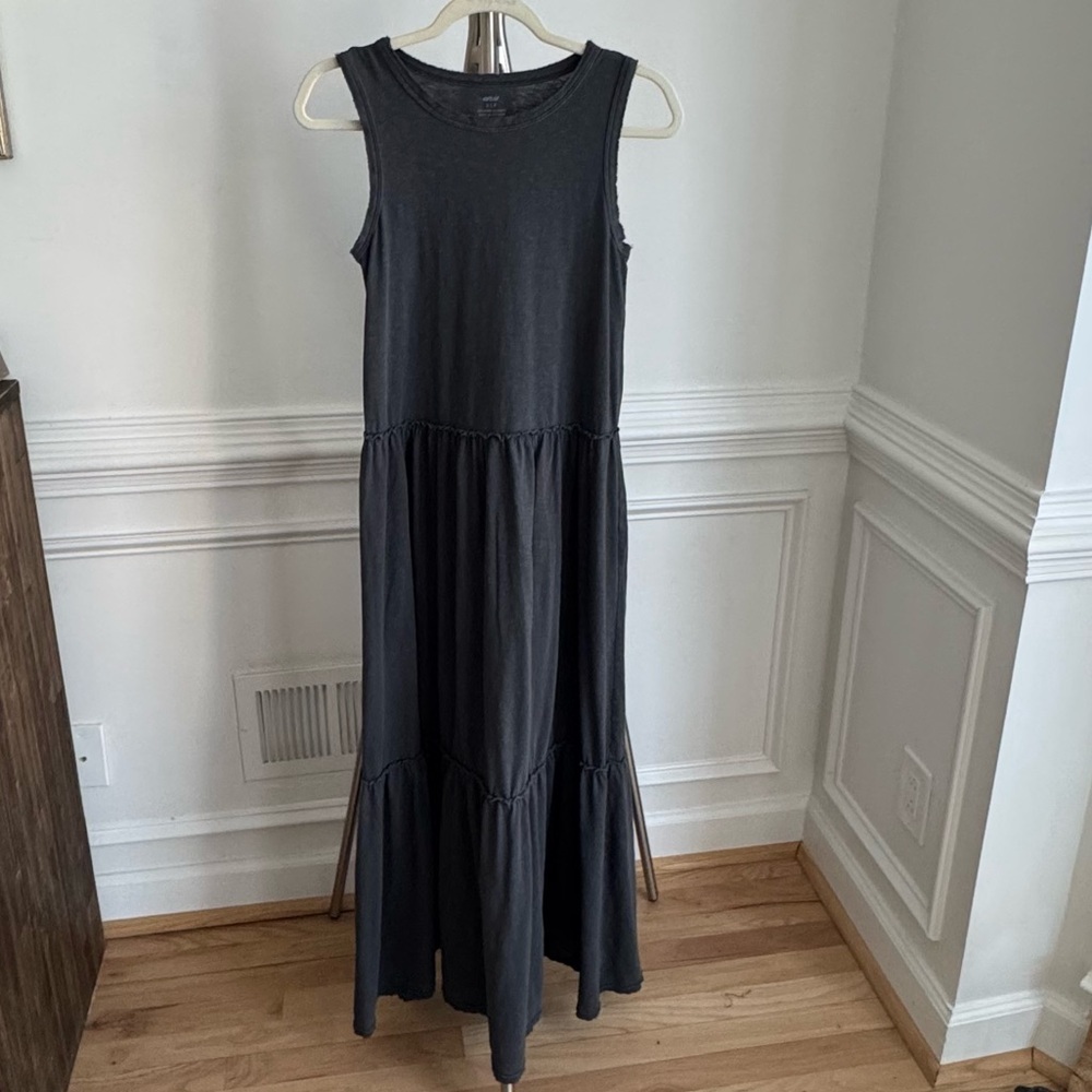 Aerie Charcoal Sleeveless Tiered Maxi Dress Small - Picture 4 of 10